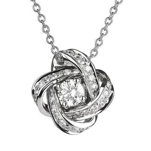 New 925 Silver Beautiful Flower Diamond Necklace - Picture 4 of 6